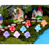 Maxbell 10pcs Green Mushroom Miniature Resin Micro Landscape Dollhouse Garden Decor