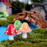 Maxbell 10pcs Green Mushroom Miniature Resin Micro Landscape Dollhouse Garden Decor