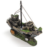 Maxbell Aquarium Ornament Wreck Sailing Boat Sunk Ship Destroyer Fish Tank Cave DIY