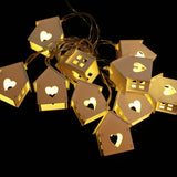 Maxbell Romantic Wedding Party Decor String Lights with 10 Wood House Shape Bulbs