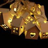 Maxbell Romantic Wedding Party Decor String Lights with 10 Wood House Shape Bulbs