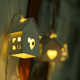 Maxbell Romantic Wedding Party Decor String Lights with 10 Wood House Shape Bulbs