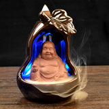 Maxbell LED Changing Incense Cone Burner Ceramic Backflow Reverse Censer - Maitreya