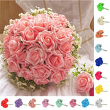 10x Colorfast Foam Roses Artificial Flower Bride Bouquet Party Decor Red