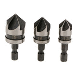 Maxbell 1/4 inch Hex 12, 16,19mm Countersink Power Drill Bit Bore Set for Wood Metal Set of 3
