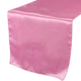 Maxbell 30*275cm Satin Plain Damask Table Runner Wedding Party Venue Decors-Pink