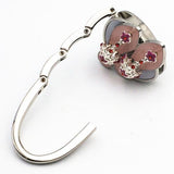 Maxbell Pink Handbag Hook Bag Hanger Holder Folding Shiny Rhinestone Purse Decor