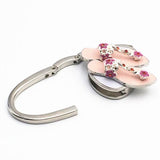 Maxbell Pink Handbag Hook Bag Hanger Holder Folding Shiny Rhinestone Purse Decor