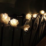 Maxbell Imported Cream White Rose Bulb Flower Garland Lamp Battery Opetated LED String Light