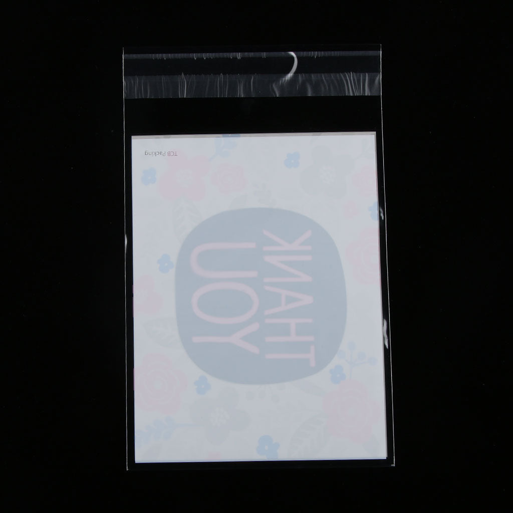 Maxbell 100xCellophane Seal Bag Self-Adhesive Thank you Cookie Candy Gift Wrapping