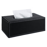 PU Leather Tissue Box Cover Home Car Napkin Toilet Paper Holder Case Black