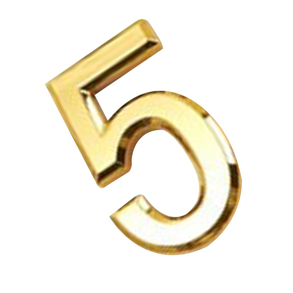 Golden Plastic Self-Adhesive House Hotel Door Number Sticky Numeric Digit 5