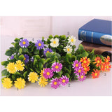 2 Bunch Artificial Flower Chrysanthemum Bouquet Home Garden Decor Blue