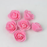 20Pcs Artificial Blossom Rose with Gold Color DIY Flower Heads Deep Pink