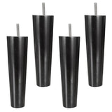 4Pcs Cone Shape Eucalyptus Solid Wood Furniture Sofa Legs Black 4.5*6.5*20cm