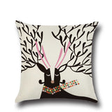 Maxbell Cotton Linen Reindeer Print Pillow Case Cushion Cover Home Christmas Bed Decor#5