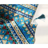 Maxbell  30*180cm Bohemian Table Runner Tassel Cotton Tablecloth Cover Home Cafe Bar Dining Table Tea Table Decor Mat -Blue