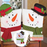 Maxbell 2Pcs Lovers Snowman Chair Back Cover for Christmas Kitchen Dinner Decoration