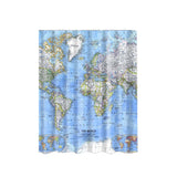 Maxbell Bathroom Shower Sheer Waterproof Polyester Curtain Panel w/12 Hook World Map#1