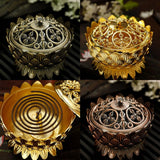 Lotus Incense Smoke Cone Aroma Burner Holder Backflow Censer Copper S