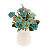 2 Bunches Artificial Roses 5-Branch Simulation Flowers Plant Home Decor-Blue