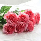 Maxbell 20 Heads Real Touch Latex Rose Artificial Daisy Flowers for Wedding Pink