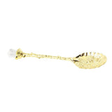 Max Retro Carved Crystal Head Coffee Spoon Condiment Scoop Dessert Ladle Gold