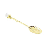 Max Retro Carved Crystal Head Coffee Spoon Condiment Scoop Dessert Ladle Gold