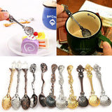 Max Retro Carved Crystal Head Coffee Spoon Condiment Scoop Dessert Ladle Gold