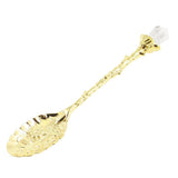 Max Retro Carved Crystal Head Coffee Spoon Condiment Scoop Dessert Ladle Gold