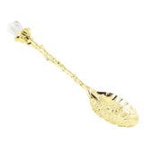 Max Retro Carved Crystal Head Coffee Spoon Condiment Scoop Dessert Ladle Gold