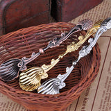 Max Retro Carved Crystal Head Coffee Spoon Condiment Scoop Dessert Ladle Bronze