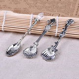 Max Retro Carved Crystal Head Coffee Spoon Condiment Scoop Dessert Ladle Bronze