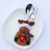 Maxbell Dinner Tableware Cutlery Case Bag Cover Pouch Spoon Reindeer Bag Christmas Dinner Decor Set of 2
