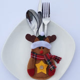 Maxbell Dinner Tableware Cutlery Case Bag Cover Pouch Spoon Reindeer Bag Christmas Dinner Decor Set of 2