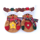 Maxbell Dinner Tableware Cutlery Case Bag Cover Pouch Spoon Reindeer Bag Christmas Dinner Decor Set of 2