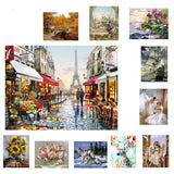 Maxbell Frameless DIY Painting By Numbers Canvas Painting Art Picture Flower Street