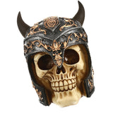 3D Gothic Skull Ornament Wearing Horn Helmet Resin Skull Head Craft