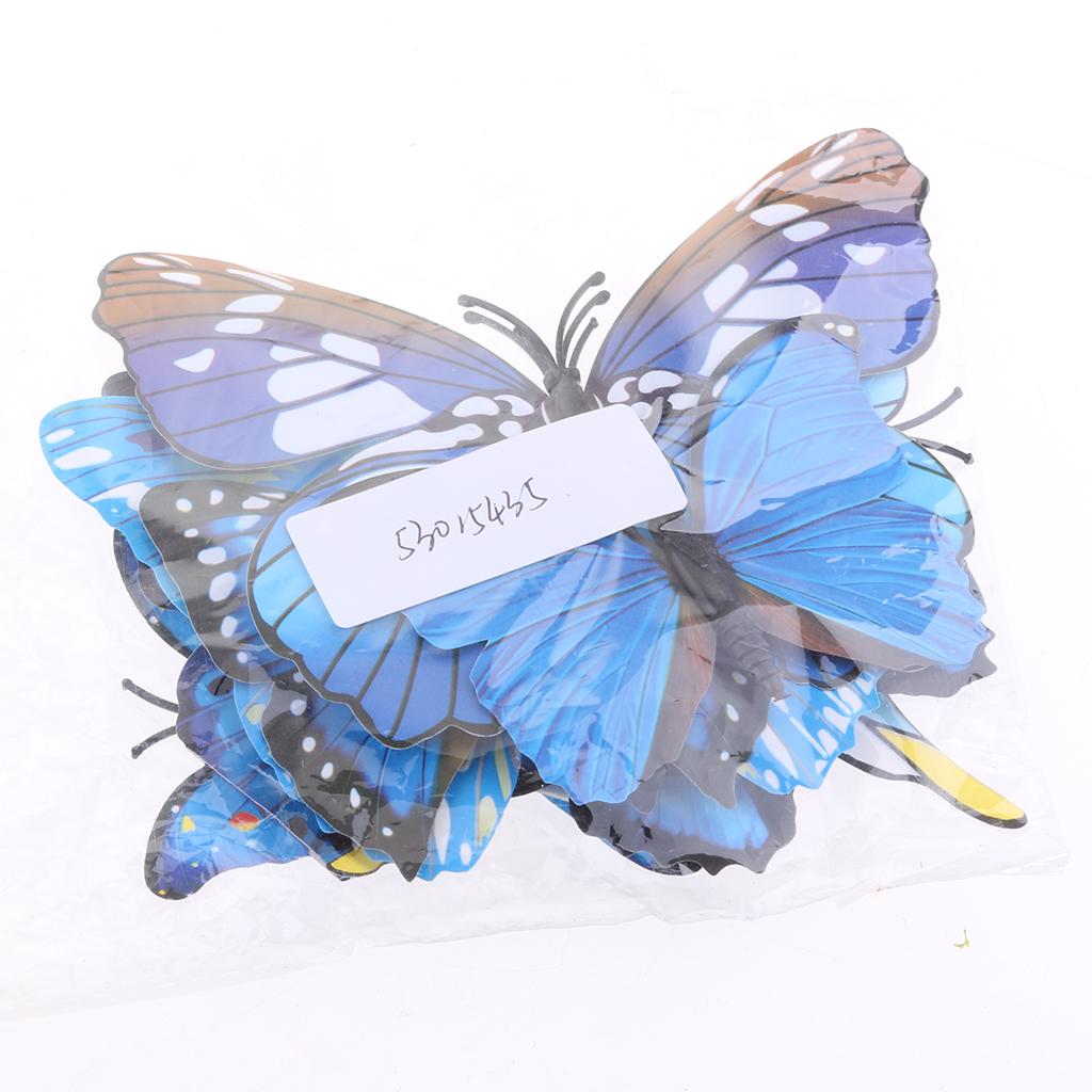 12 Pieces 3D Butterfly Art Decal Home Decor Mural Wall Stickers Light Blue