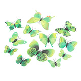 12 Pieces 3D Butterfly Art Decal Home Decor Mural Wall Stickers Green