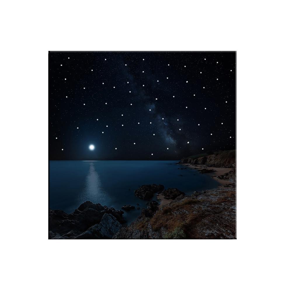 Maxbell  Wooden Framed LED Canvas Art Print Light Up Picture Home Decor Starry sky