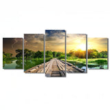Maxbell  5Pcs/Set Canvas Decor Wall Art Painting Picture Sunset Scenry 30*50/70/80cm