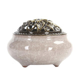 Ceramic Incense Burner Joss Stick Censer Holder Ice-Patterned Gray