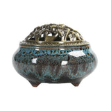 Ceramic Incense Burner Joss Stick Censer Holder Irregular-Pattern Blue