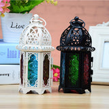 Candle Holder Moroccan Iron Chandelier Glass Votive Candle Lantern Black