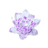 Buddhist Lotus Crystal Glass Tea Light Candle Holder Candlestick Purple