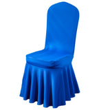 Pleated Skirt Chair Cover Spandex Wedding Banquets Decor Blue