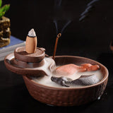 Maxbell Set of Incense Burner Smoke Backflow Censer Handcraft + 70pcs Lavender Incense Cones