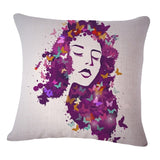 Purple Tree Vintage Linen Cotton Cushion Cover Home Decor Pillow Case #3