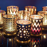 Glass Tea Light Holders Candle Votive Wedding Decoration Stars Silver